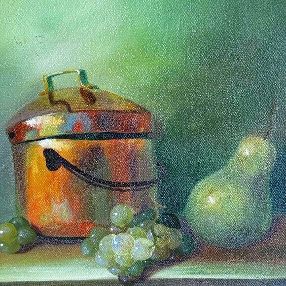 Vintage Original Still Life Fruit Wall Art Framed Acrylic Painting - Picture 6 of 6